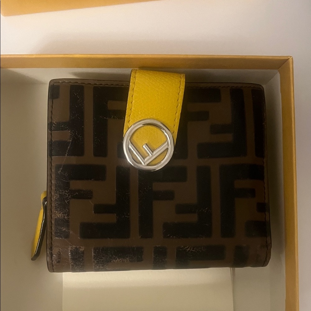Fendi Black and Yellow Logo Wallet